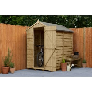 Forest Garden 4LIFE Apex Overlap Pressure Treated Windowless Shed - 4 x 6ft