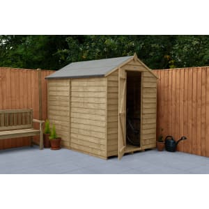 Forest Garden 4LIFE Apex Overlap Pressure Treated Windowless Shed with Base & Assembly - 5 x 7ft
