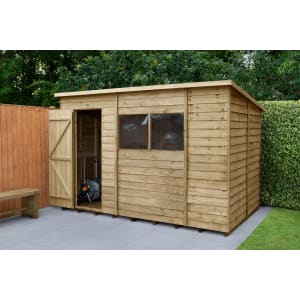 Forest Garden 4LIFE Pent Overlap Pressure Treated Shed with Assembly - 10 x 6ft