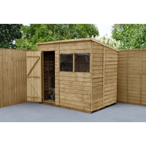 Forest Garden 4LIFE Pent Overlap Pressure Treated Shed with Base - 7 x 5ft