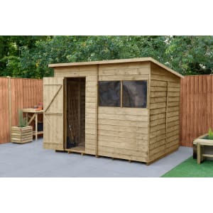 Forest Garden 4LIFE Pent Overlap Pressure Treated Shed with Base - 8 x 6ft