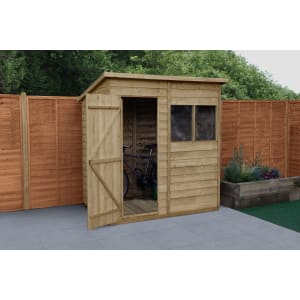 Forest Garden 4LIFE Pent Overlap Pressure Treated Shed with Base & Assembly - 6 x 4ft