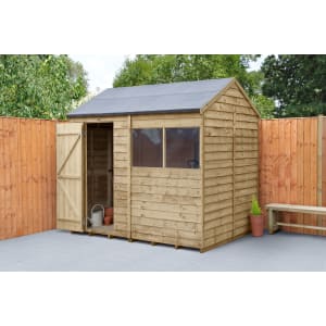 Forest Garden 4LIFE Reverse Apex Overlap Pressure Treated Shed with Assembly - 8 x 6ft