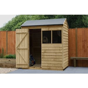Forest Garden 4LIFE Reverse Apex Overlap Pressure Treated Shed with Base & Assembly - 6 x 4ft