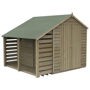 Forest Garden 4Life Apex Overlap Pressure Treated Double Door Lean-To Shed - 8 x 6ft