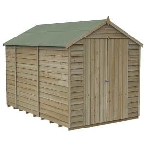 Forest Garden 4Life Apex Overlap Pressure Treated Double Door Windowless Shed with Assembly - 6 x 10ft