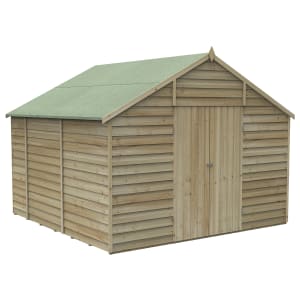 Forest Garden 4Life Apex Overlap Pressure Treated Double Door Windowless Shed with Base - 10 x 10ft