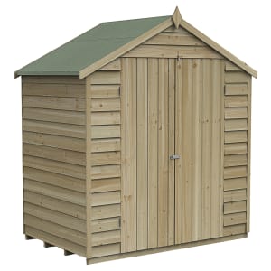 Forest Garden 4Life Apex Overlap Pressure Treated Double Door Windowless Shed with Base - 6 x 4ft