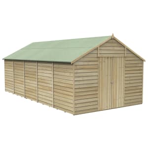 Forest Garden 4Life Apex Overlap Pressure Treated Double Door Windowless Shed with Base & Assembly - 10 x 20ft