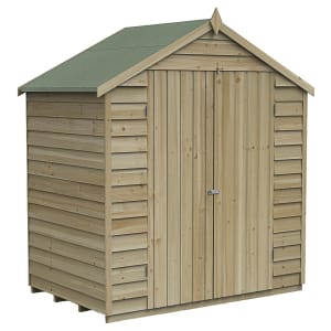 Forest Garden 4Life Apex Overlap Pressure Treated Double Door Windowless Shed with Base & Assembly- 6 x 4ft