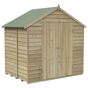 Forest Garden 4Life Apex Overlap Pressure Treated Double Door Windowless Shed with Base & Assembly - 7 x 5ft