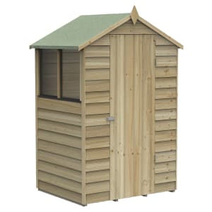 Forest Garden 4Life Apex Overlap Pressure Treated Shed with Assembly - 4 x 3ft