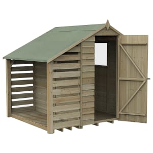 Forest Garden 4Life Apex Overlap Pressure Treated Shed with Lean-To & Assembly - 6 x 4ft