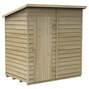 Forest Garden 4Life Pent Overlap Pressure Treated Windowless Shed with Base & Assembly - 6 x 4ft