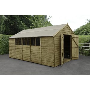 Forest Garden Apex Overlap Pressure Treated Double Door Shed - 10 x 15ft
