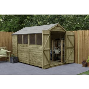 Forest Garden Apex Overlap Pressure Treated Double Door Shed - 10 x 6ft