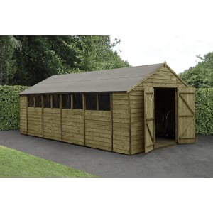 Forest Garden Apex Overlap Pressure Treated Double Door Shed with Assembly - 10 x 20ft