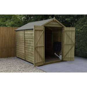 Forest Garden Apex Overlap Pressure Treated Double Door Windowless Shed with Assembly - 8 x 6ft