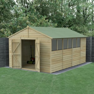 Forest Garden Beckwood Apex Shiplap Pressure Treated Double Door Shed - 10 x 15ft