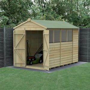 Forest Garden Beckwood Apex Shiplap Pressure Treated Double Door Shed with Base - 6 x 10ft