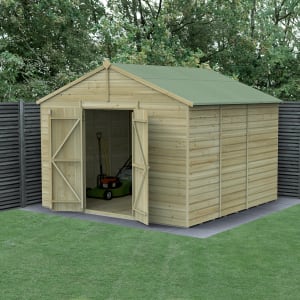 Forest Garden Beckwood Apex Shiplap Pressure Treated Double Door Windowless Shed - 10 x 10ft