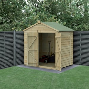 Forest Garden Beckwood Apex Shiplap Pressure Treated Double Door Windowless Shed with Base - 7 x 5ft
