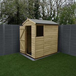 Forest Garden Beckwood Apex Shiplap Pressure Treated Shed with Base - 4 x 6ft