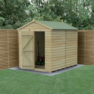 Forest Garden Beckwood Apex Shiplap Pressure Treated Windowless Shed with Base & Assembly - 6 x 8ft