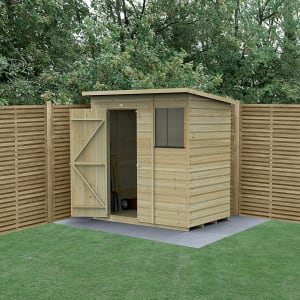 Forest Garden Beckwood Pent Shiplap Pressure Treated Shed with Assembly - 6 x 4ft