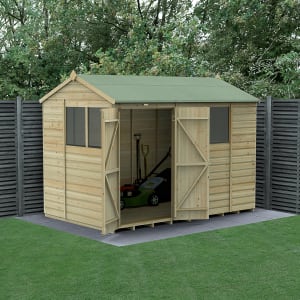 Forest Garden Beckwood Reverse Apex Shiplap Pressure Treated Double Door Shed - 10 x 6ft