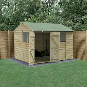 Forest Garden Beckwood Reverse Apex Shiplap Pressure Treated Double Door Shed with Base & Assembly - 10 x 8ft