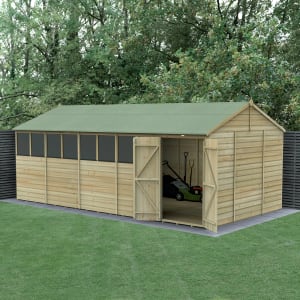 Forest Garden Beckwood Reverse Apex Shiplap Pressure Treated Double Door Shed with Base & Assembly - 20 x 10ft