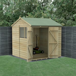 Forest Garden Beckwood Reverse Apex Shiplap Pressure Treated Double Door Shed with Base & Assembly - 7 x 7ft