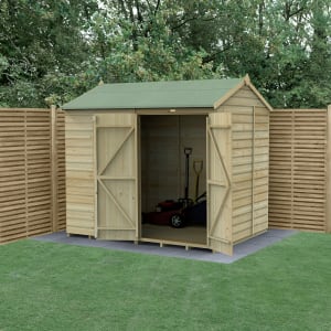 Forest Garden Beckwood Reverse Apex Shiplap Pressure Treated Double Door Windowless Shed with Assembly - 8 x 6ft