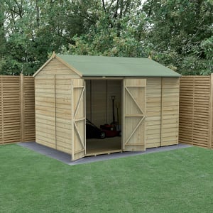 Forest Garden Beckwood Reverse Apex Shiplap Pressure Treated Double Door Windowless Shed with Base - 10 x 8ft