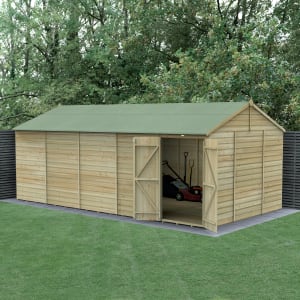 Forest Garden Beckwood Reverse Apex Shiplap Pressure Treated Double Door Windowless Shed with Base - 20 x 10ft