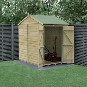 Forest Garden Beckwood Reverse Apex Shiplap Pressure Treated Double Door Windowless Shed with Base - 5 x 7ft