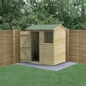 Forest Garden Beckwood Reverse Apex Shiplap Pressure Treated Shed with Base - 6 x 4ft