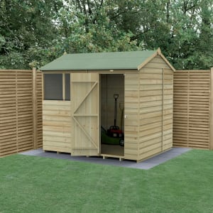 Forest Garden Beckwood Reverse Apex Shiplap Pressure Treated Shed with Base - 8 x 6ft