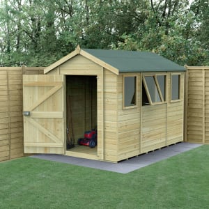 Forest Garden Timberdale Apex Tongue & Groove Pressure Treated Shed with Base & Assembly - 10 x 6ft
