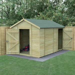 Forest Garden Timberdale Apex Tongue & Groove Pressure Treated Windowless Shed Combo with Base & Assembly - 8 x 12ft