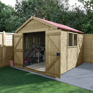 Forest Garden Timberdale Double Door Apex Shed with Base & Assembly - 10 x 8ft