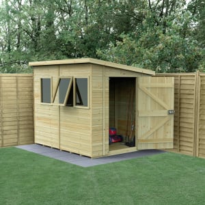 Forest Garden Timberdale Pent Tongue & Groove Pressure Treated Shed with Base - 8 x 6ft