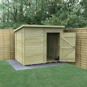 Forest Garden Timberdale Pent Tongue & Groove Pressure Treated Windowless Shed with Base & Assembly - 8 x 6ft