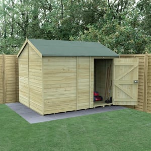 Forest Garden Timberdale Reverse Apex Tongue & Groove Pressure Treated Windowless Shed with Base & Assembly - 8 x 10ft