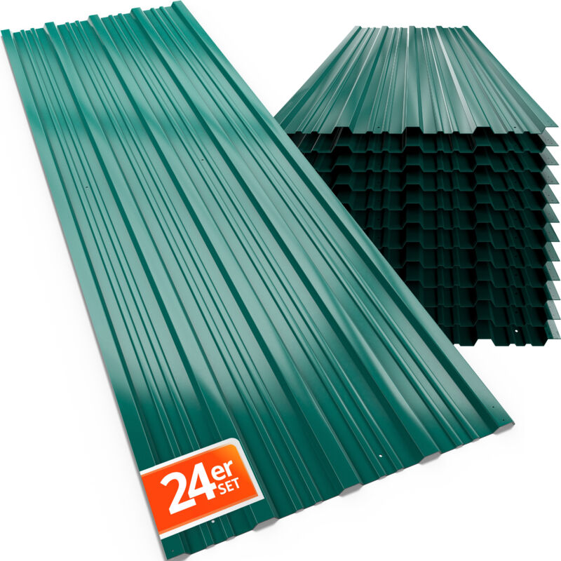 GARDEBRUK® 24x Corrugated Metal Roofing Sheets for Garden Shed, Metal Sheds, Plastic Sheds & Greenhouse 7m² Galvanised Roof Panels for Outdoor
