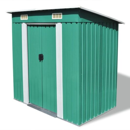 Garden Shed Green Metal Vidaxl