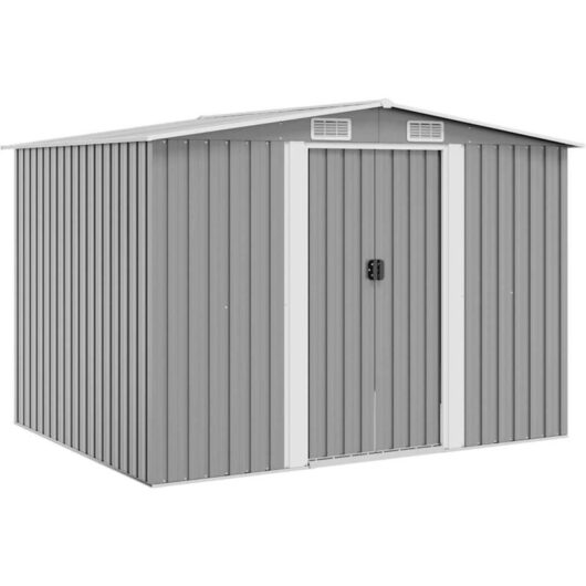Garden Storage Shed Grey Metal 257x205x178 cm Vidaxl