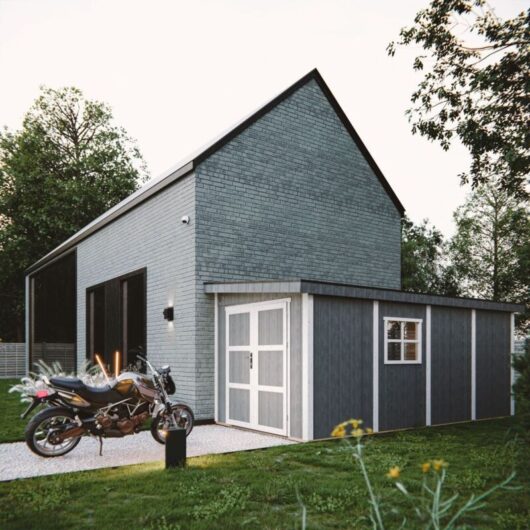 Garden house premium quality 11.47 m² - H231x248x530 cm - Construction of LP Smartside panels - Without floor and side wall - Timbela M940B