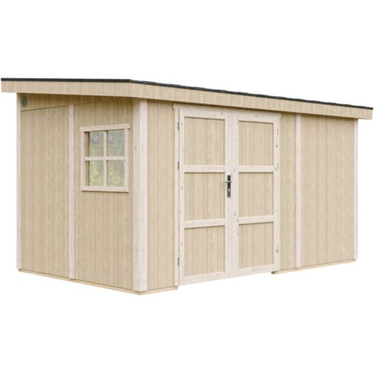 Garden house premium quality 8.68 m² - H231x248x412 cm - Construction of LP Smartside panels - Without floor and side wall - Timbela M939B